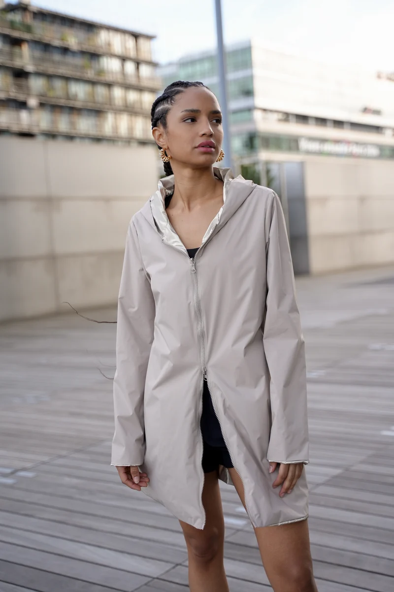 Imperméable réversible long (Zip uni)