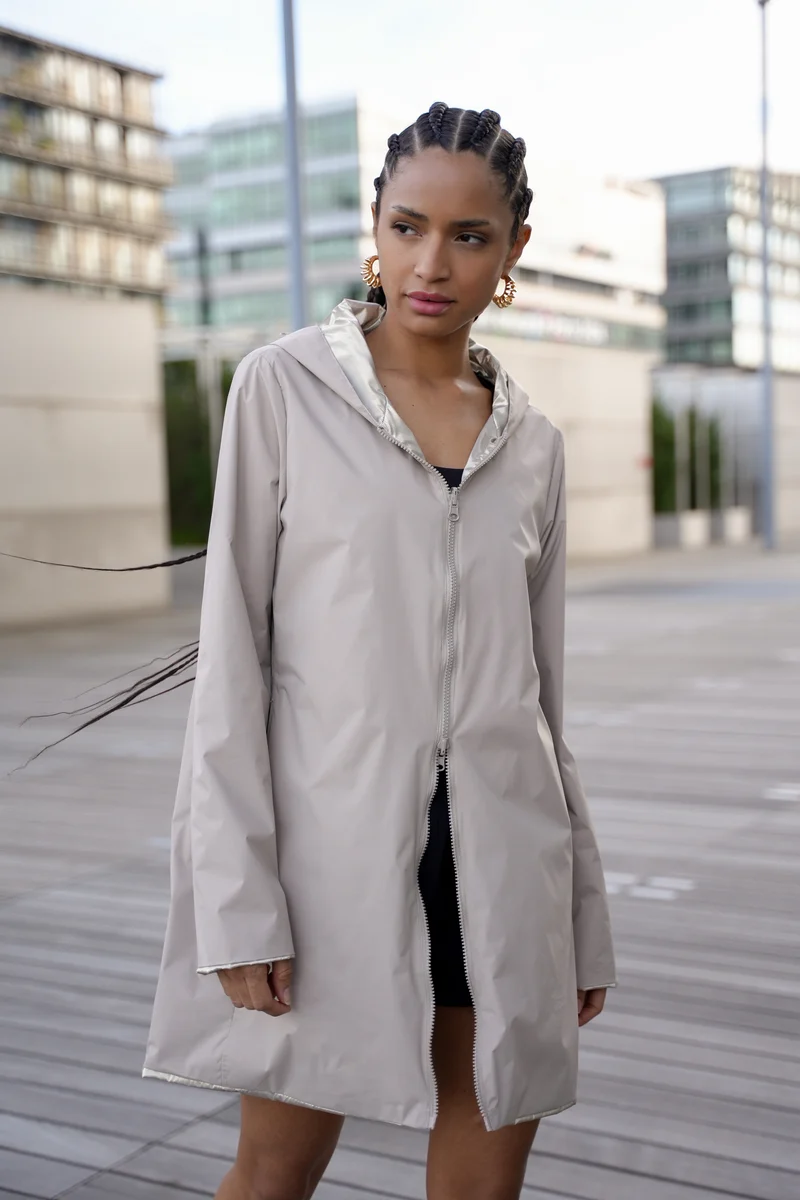 Imperméable réversible long (Zip uni)