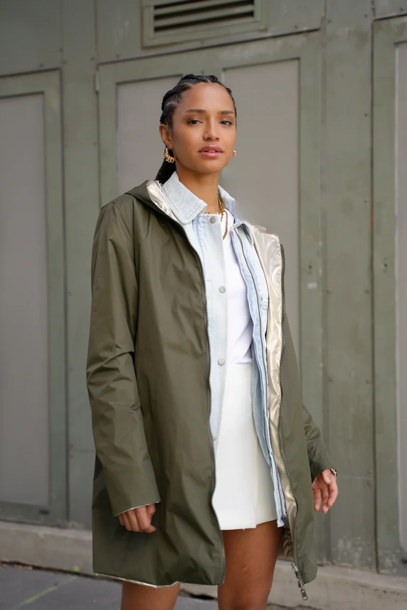Imperméable réversible long (Zip uni)