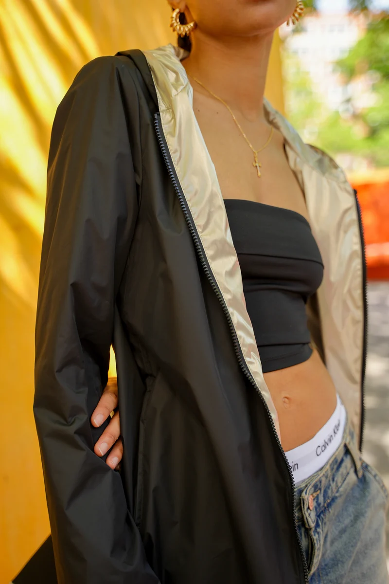 Imperméable réversible long (Zip uni)
