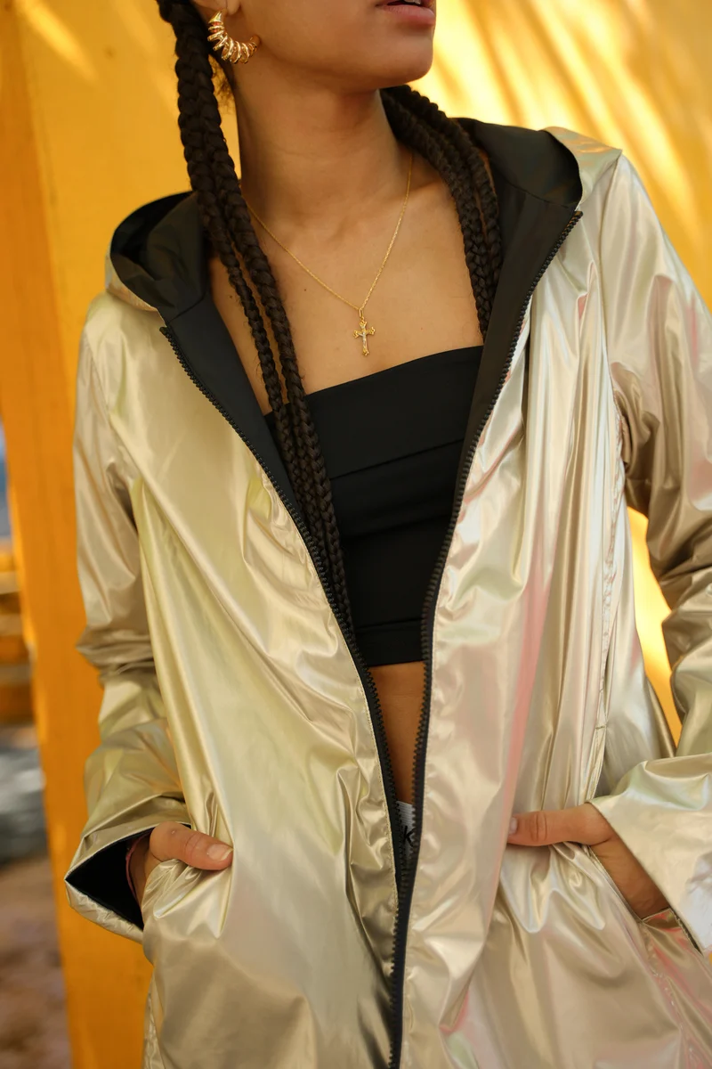 Imperméable réversible long (Zip uni)