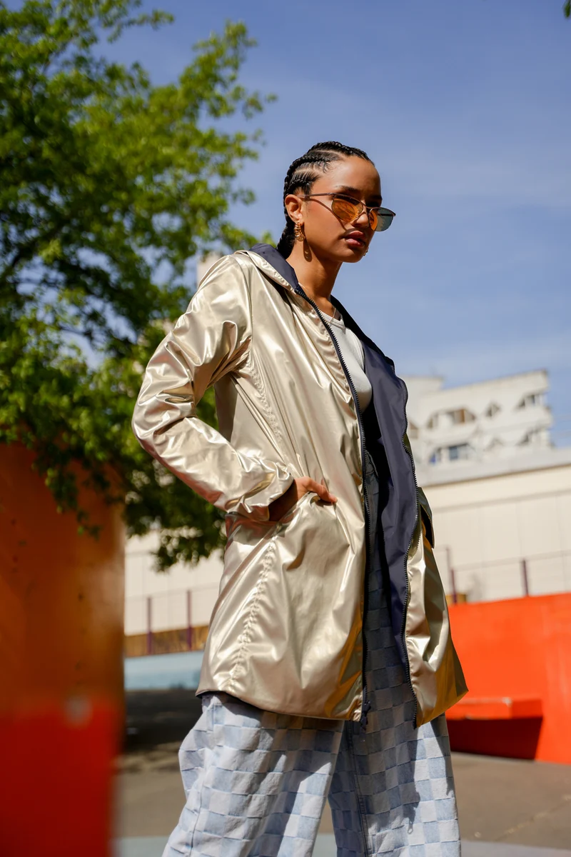 Imperméable réversible long (Zip uni)