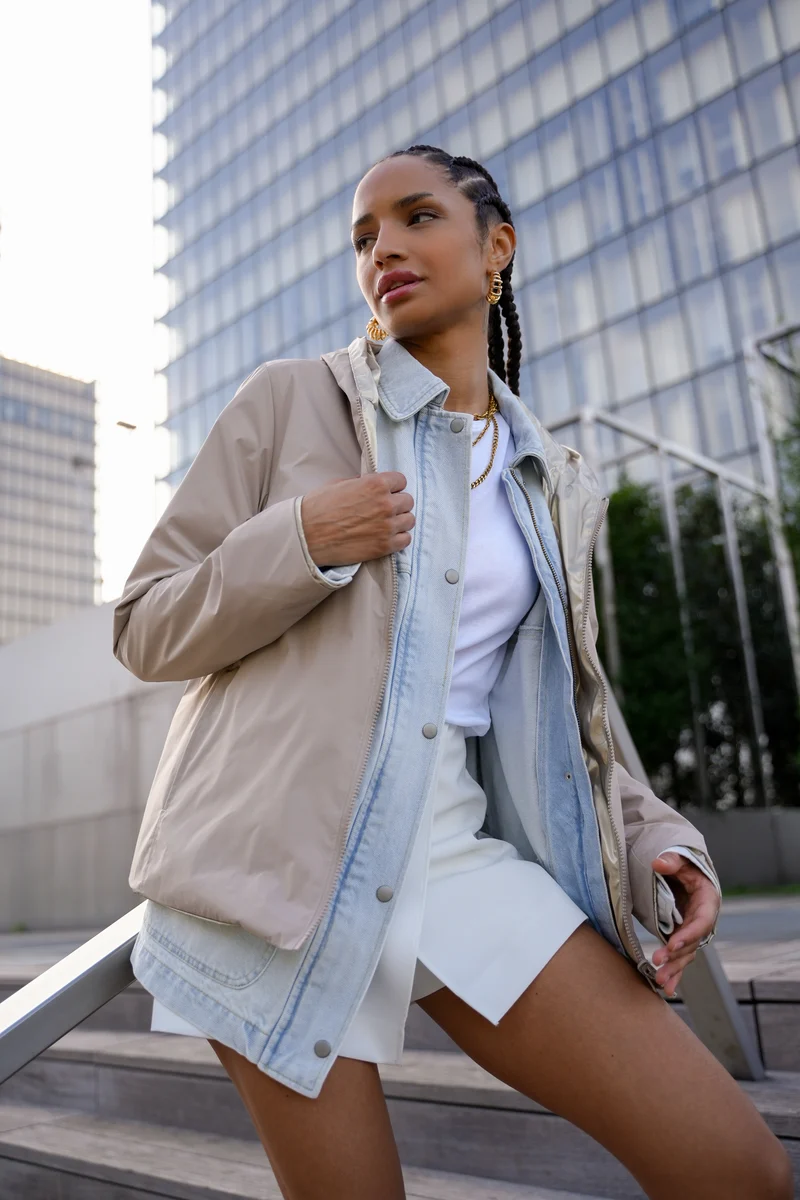 Imperméable réversible court (Zip uni)