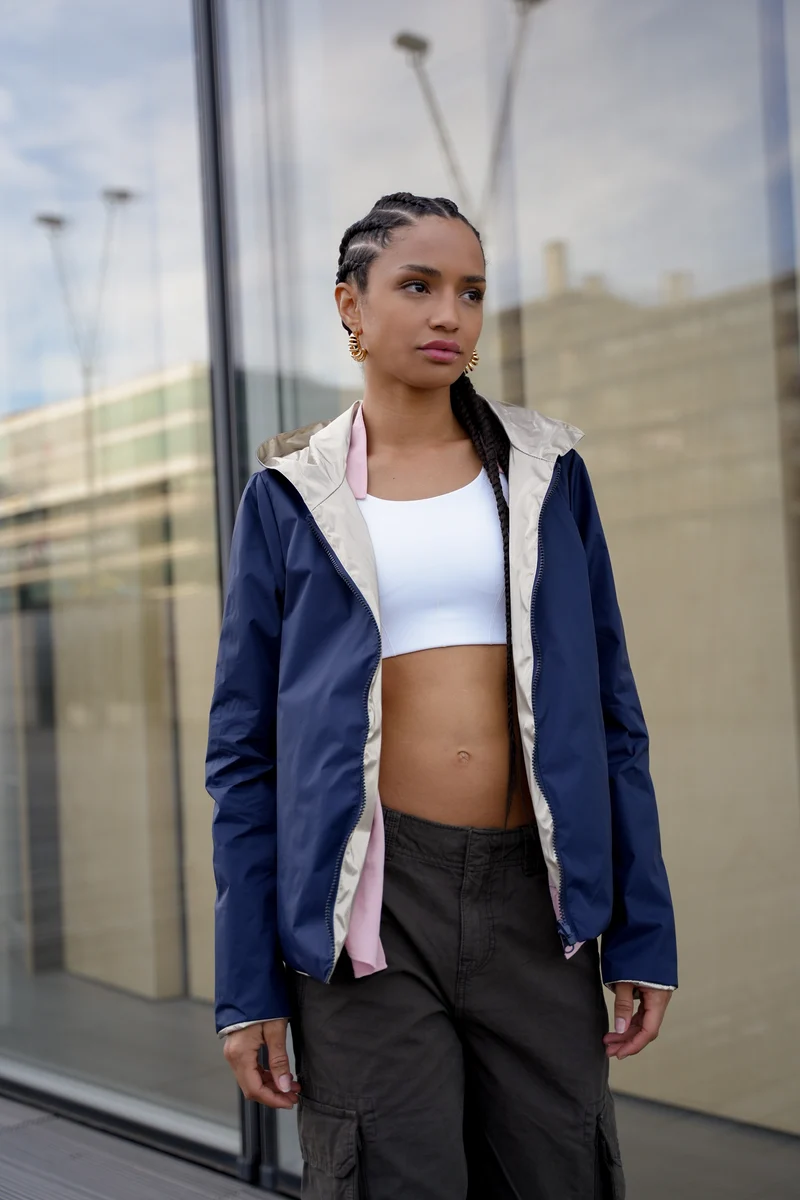 Imperméable réversible court (Zip uni)