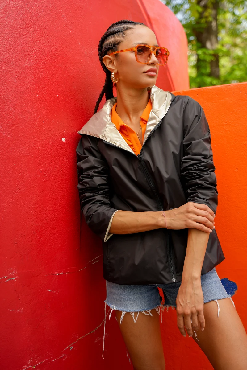Imperméable réversible court (Zip uni)