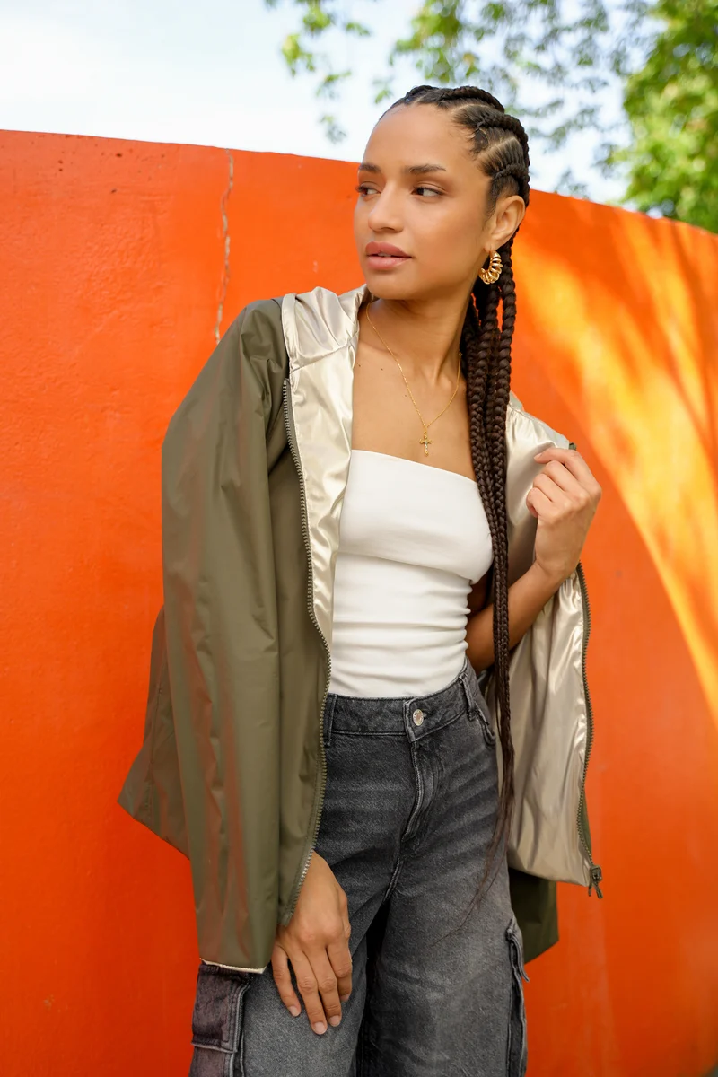Imperméable réversible court (Zip uni)