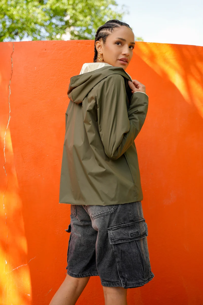 Imperméable réversible court (Zip uni)
