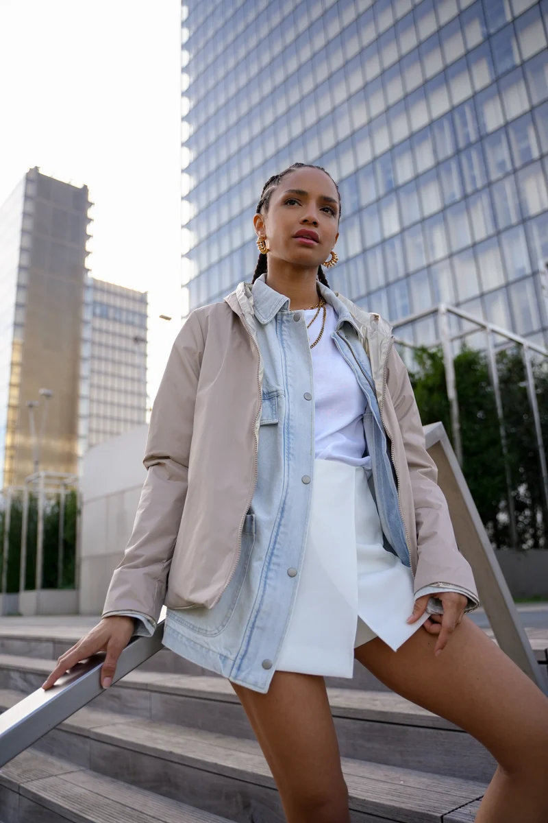 Imperméable réversible court (Zip uni)
