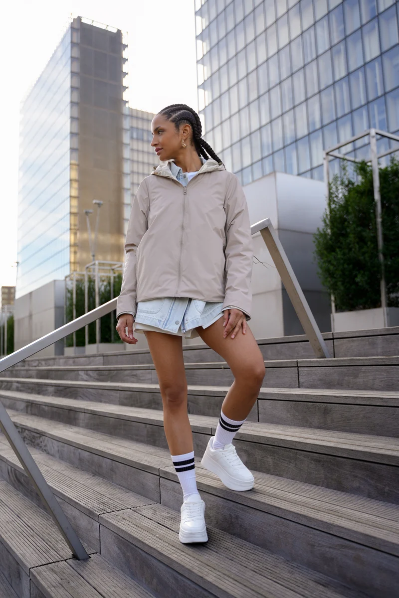 Imperméable réversible court (Zip uni)