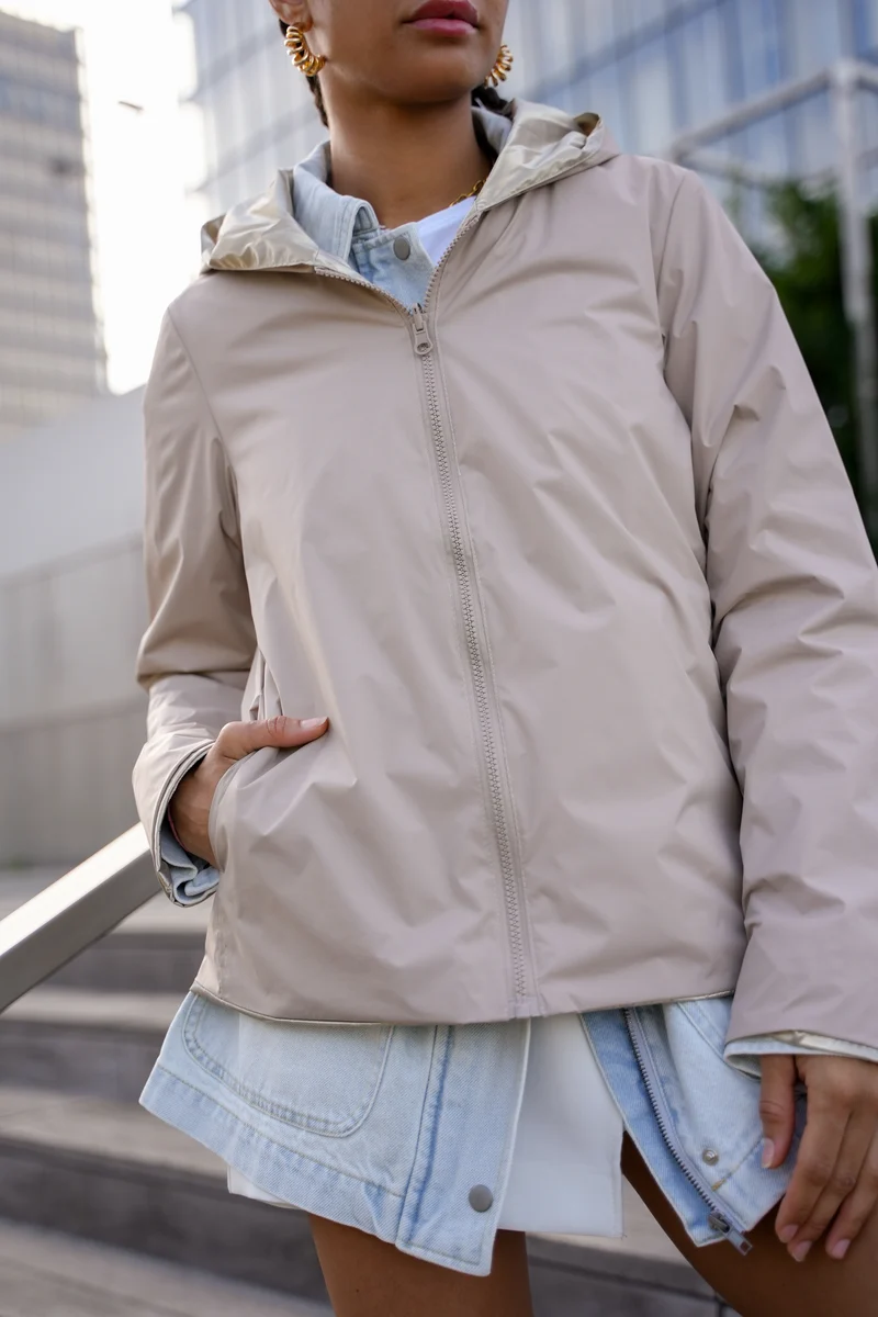Imperméable réversible court (Zip uni)