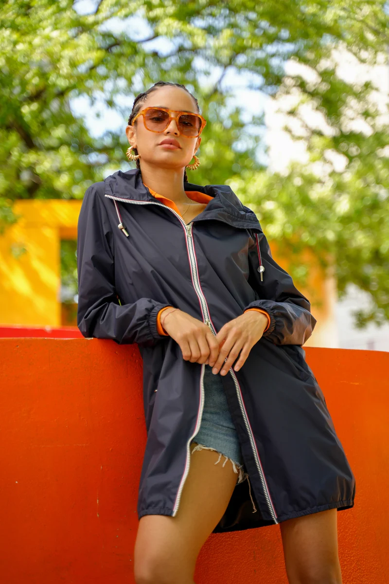 Imperméable long avec cordon