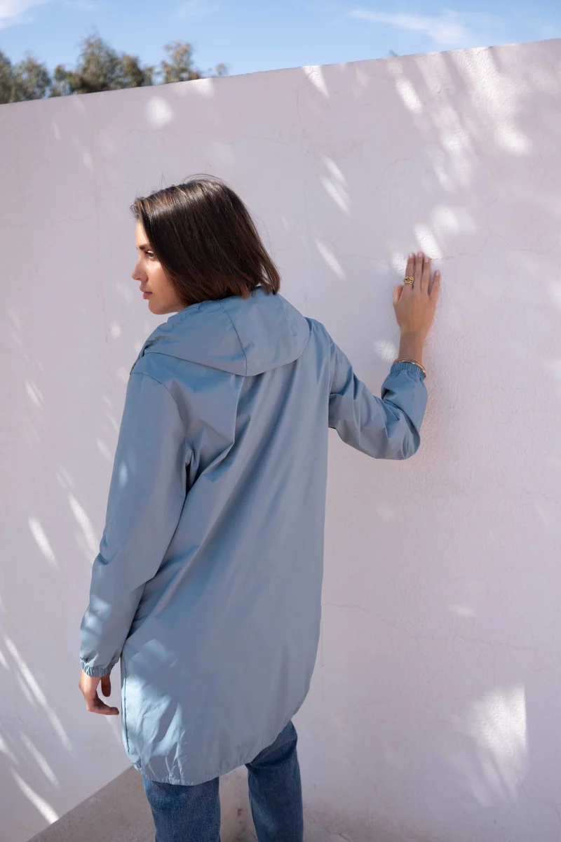 Imperméable long avec cordon
