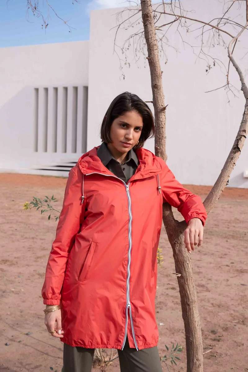 Imperméable long avec cordon