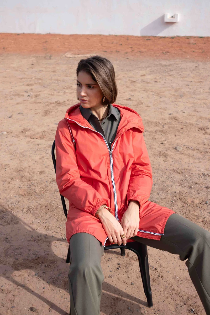 Imperméable long avec cordon
