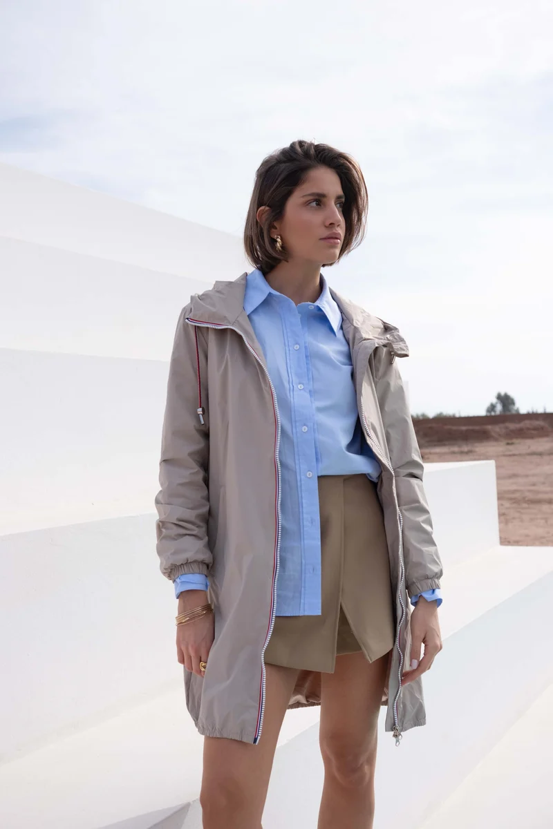 Imperméable long avec cordon