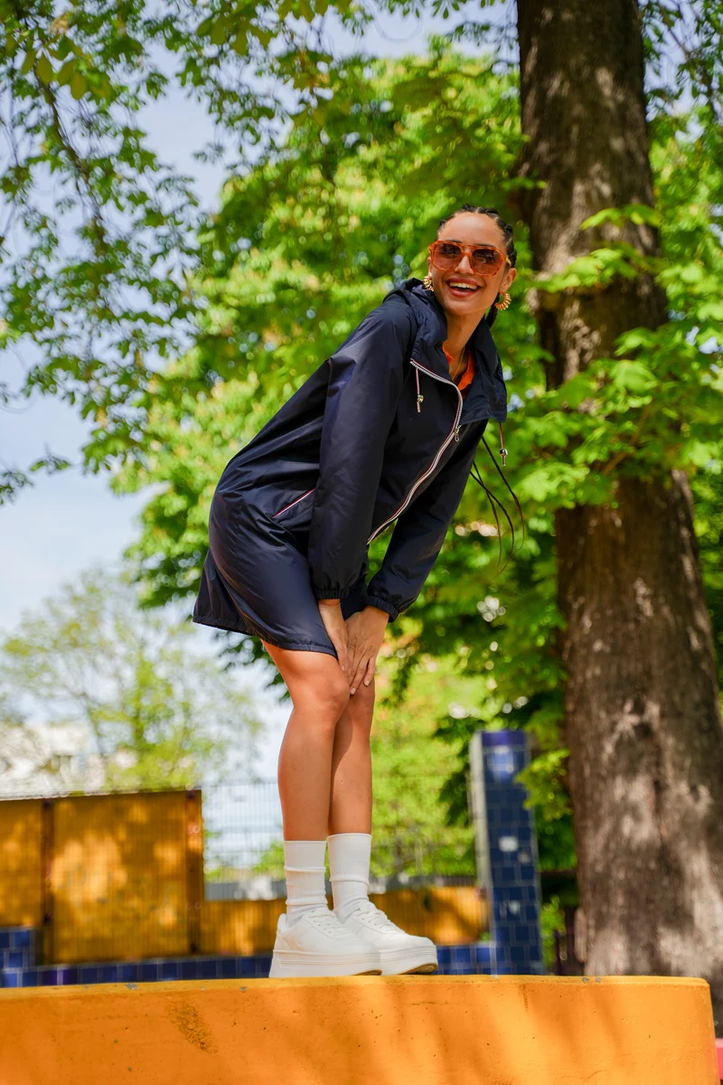 Imperméable long avec cordon