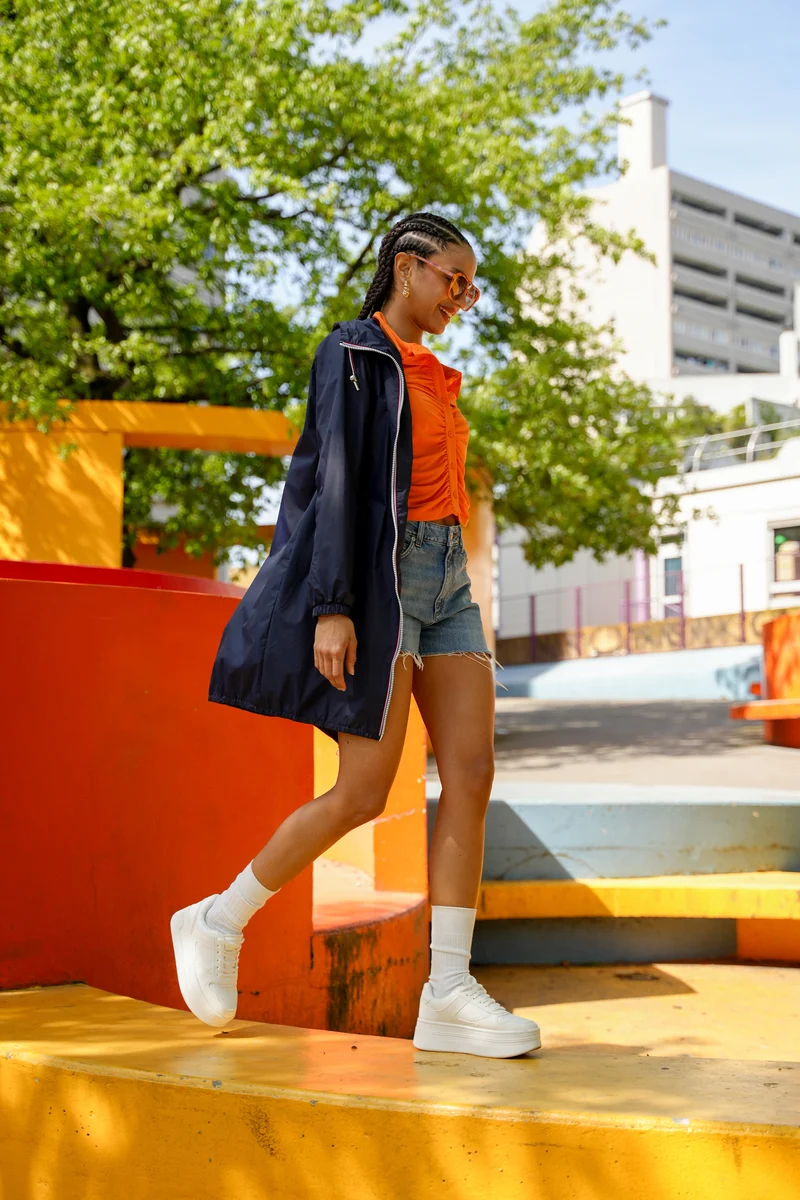 Imperméable long avec cordon