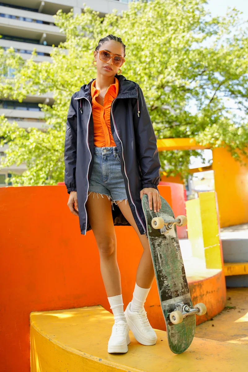 Imperméable long avec cordon