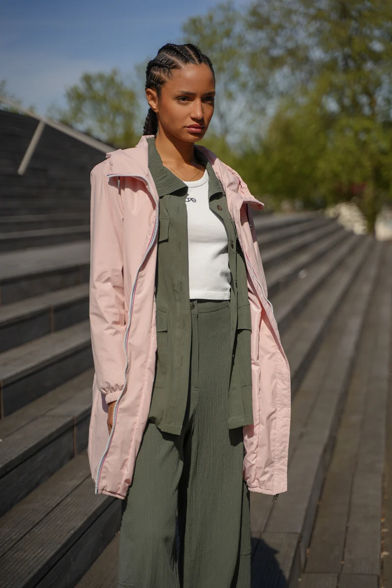 Imperméable long avec cordon