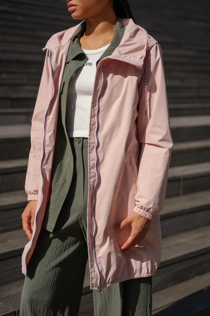 Imperméable long avec cordon