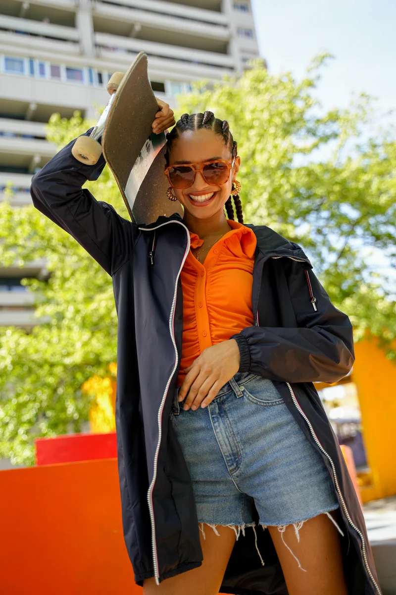 Imperméable long avec cordon