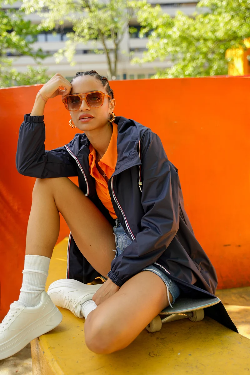 Imperméable long avec cordon