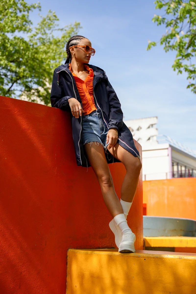 Imperméable long avec cordon