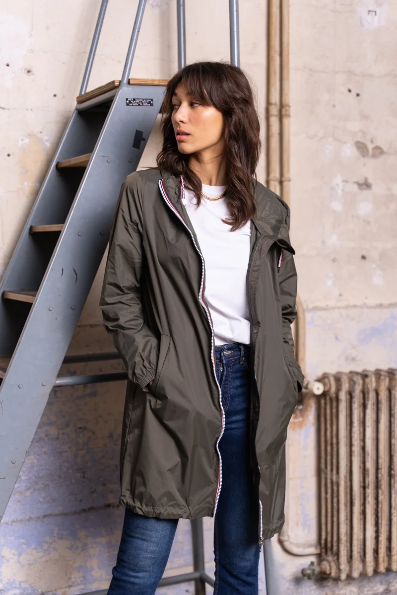 Imperméable long avec cordon