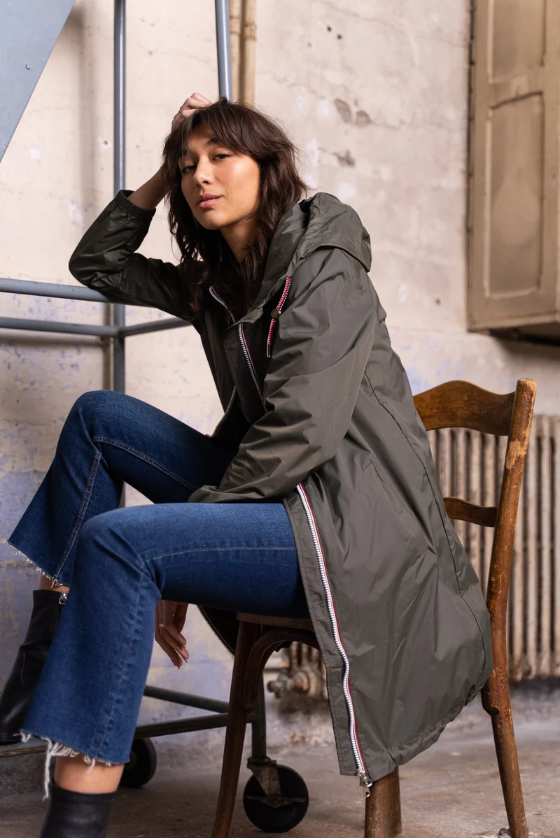 Imperméable long avec cordon