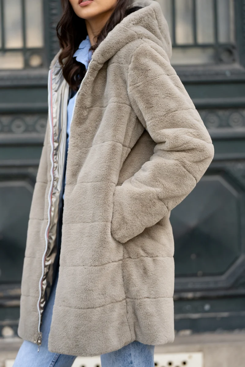 Imperméable fourré réversible long (matelassé)