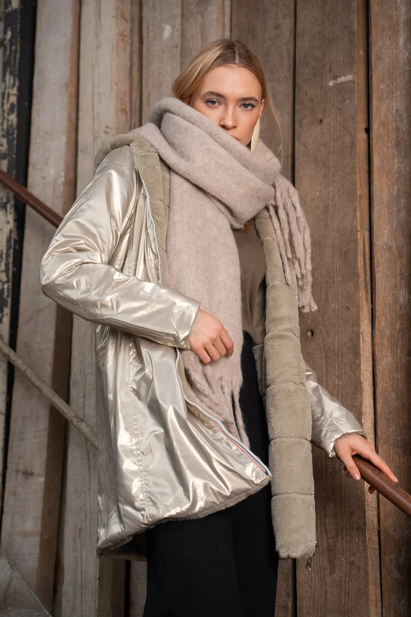 Imperméable fourré réversible long (matelassé)