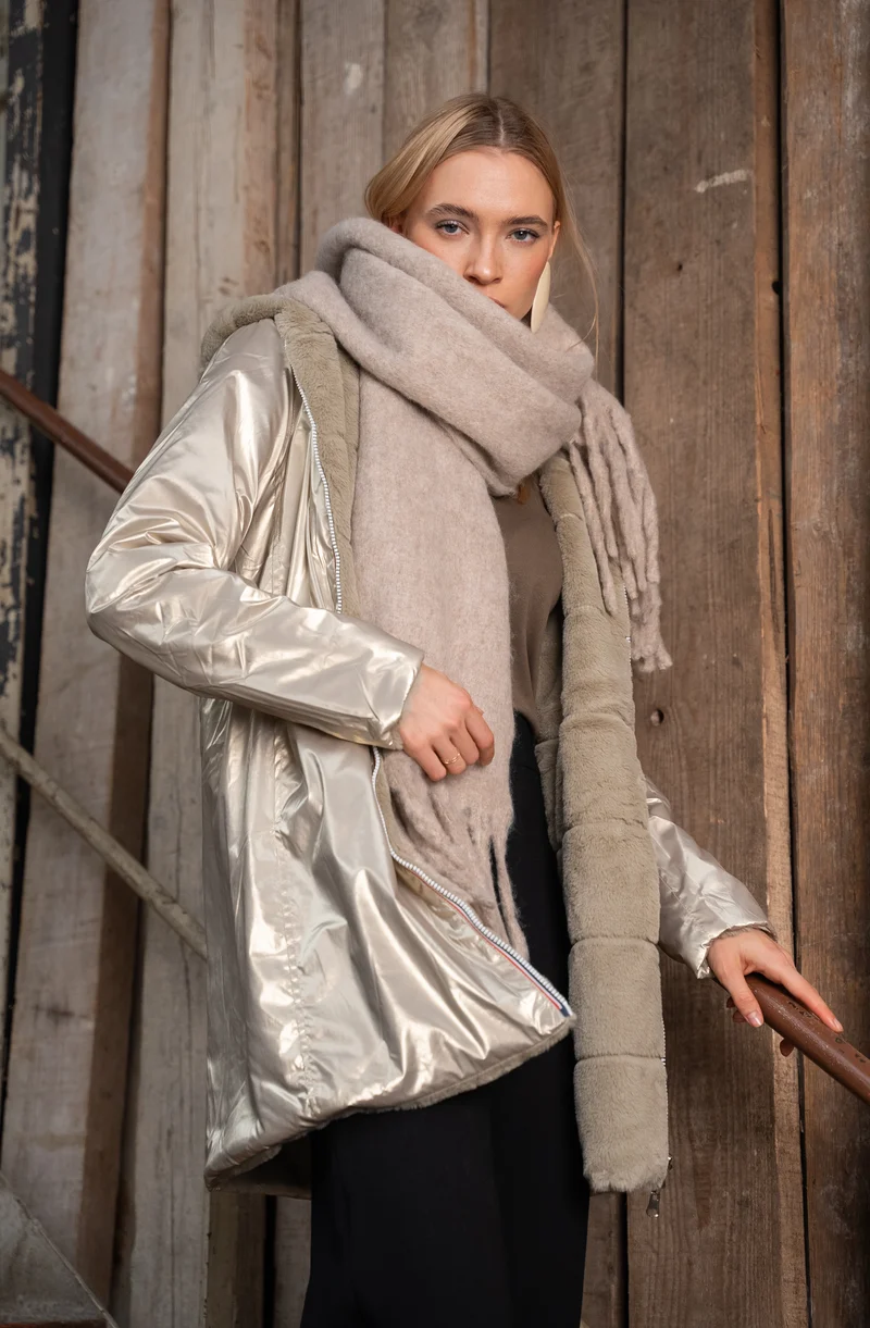 Imperméable fourré réversible long (matelassé)