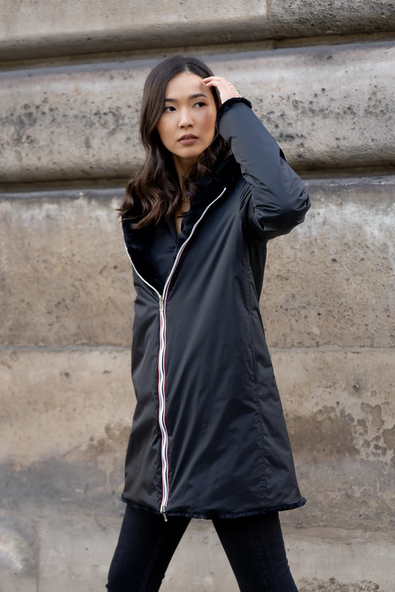 Imperméable fourré réversible long (matelassé)