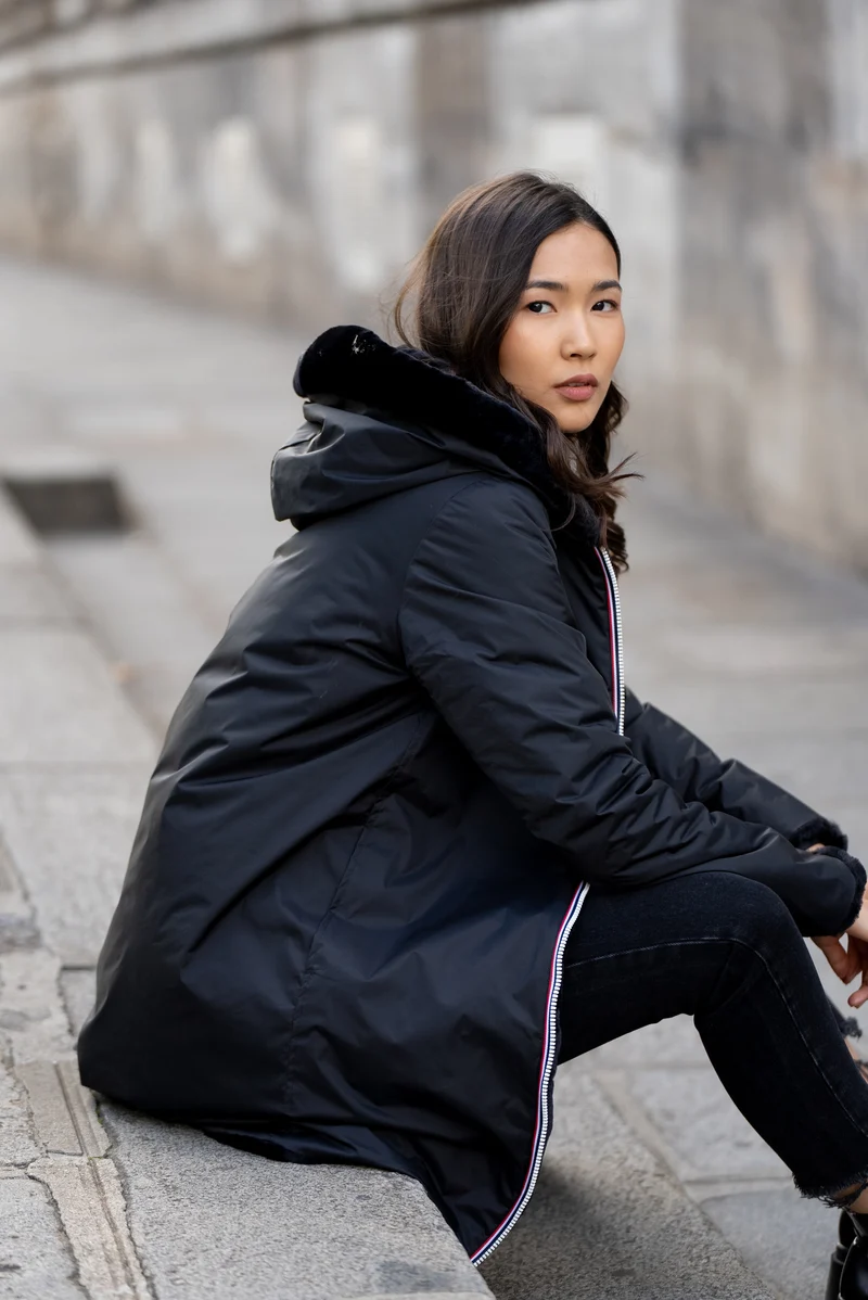 Imperméable fourré réversible long (matelassé)