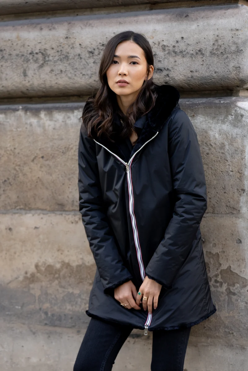 Imperméable fourré réversible long (matelassé)