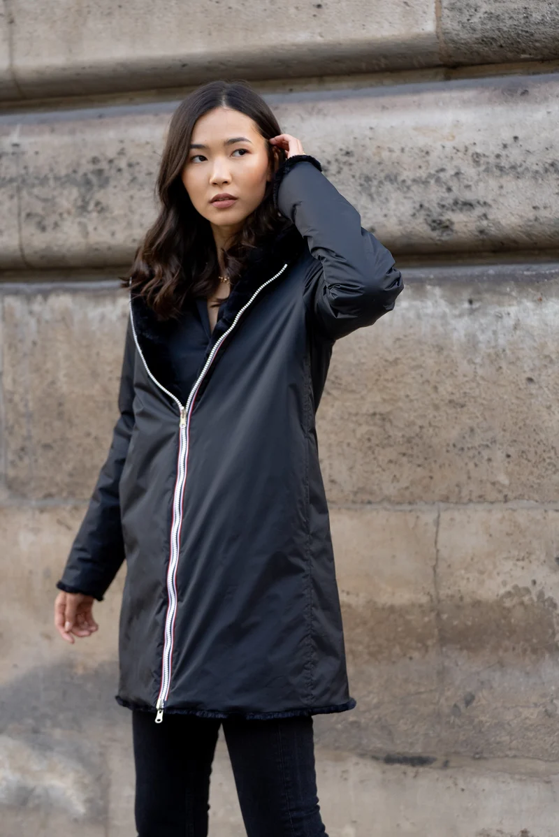 Imperméable fourré réversible long (matelassé)