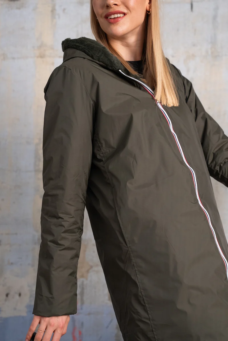 Imperméable fourré réversible long (matelassé)