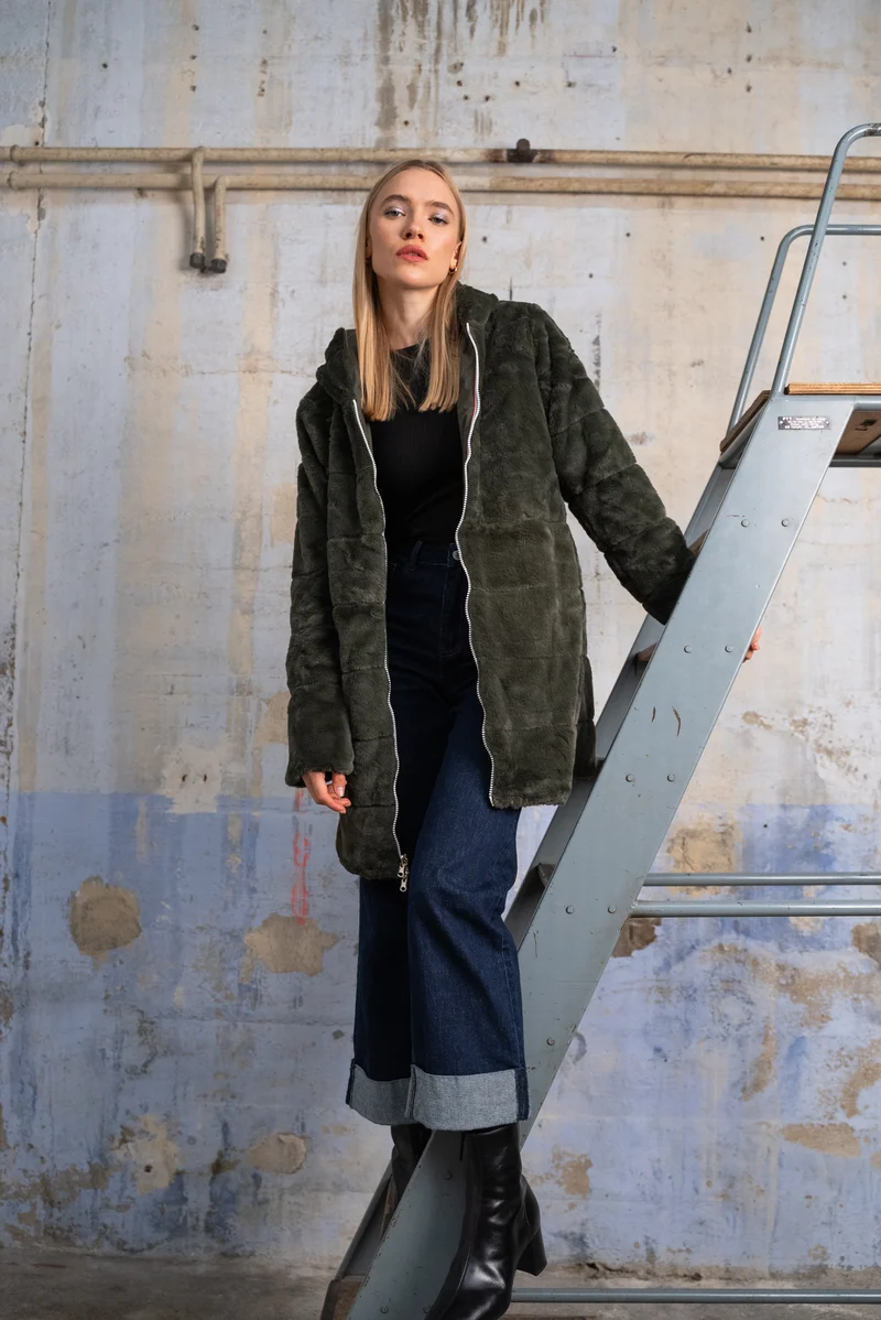 Imperméable fourré réversible long (matelassé)