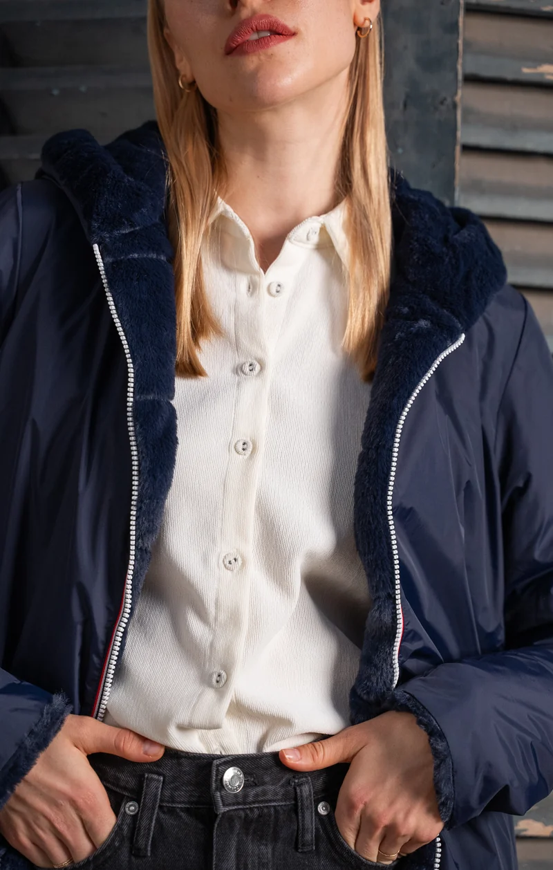 Imperméable fourré réversible long (matelassé)