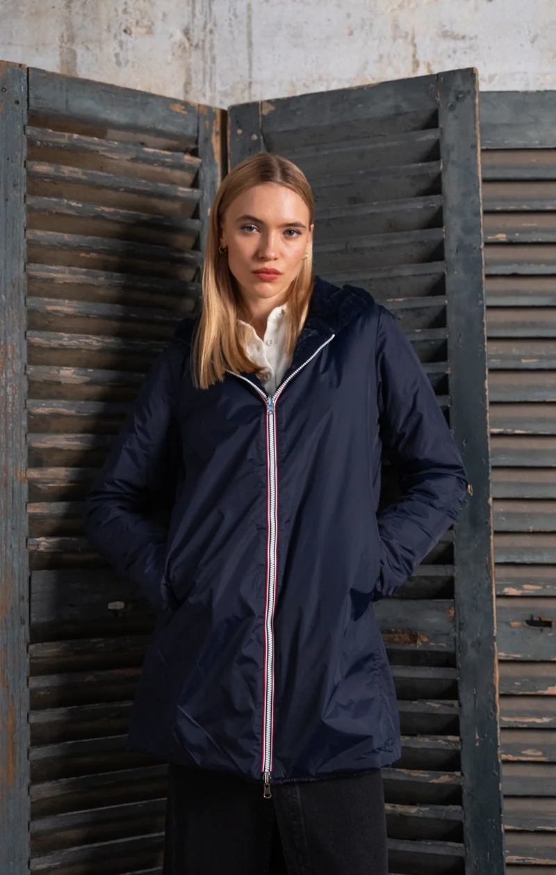 Imperméable fourré réversible long (matelassé)