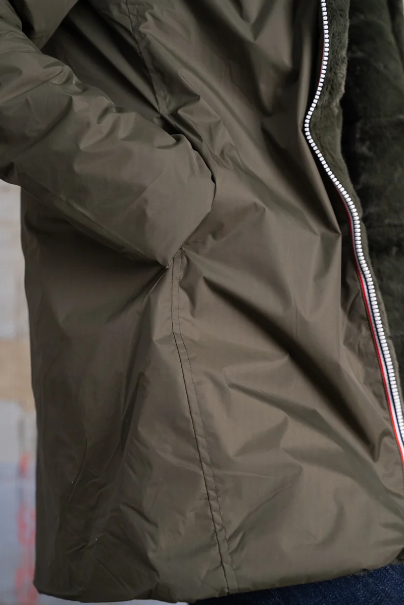 Imperméable fourré réversible long (matelassé)