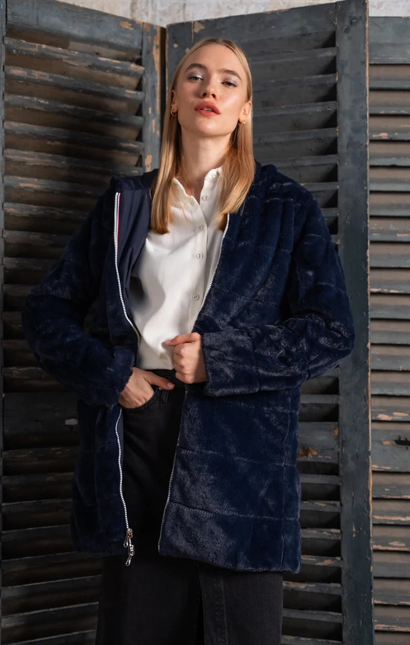 Imperméable fourré réversible long (matelassé)
