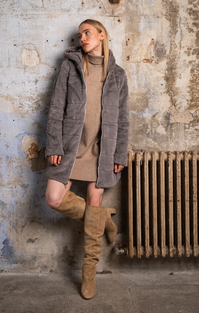 Imperméable fourré réversible long (matelassé)