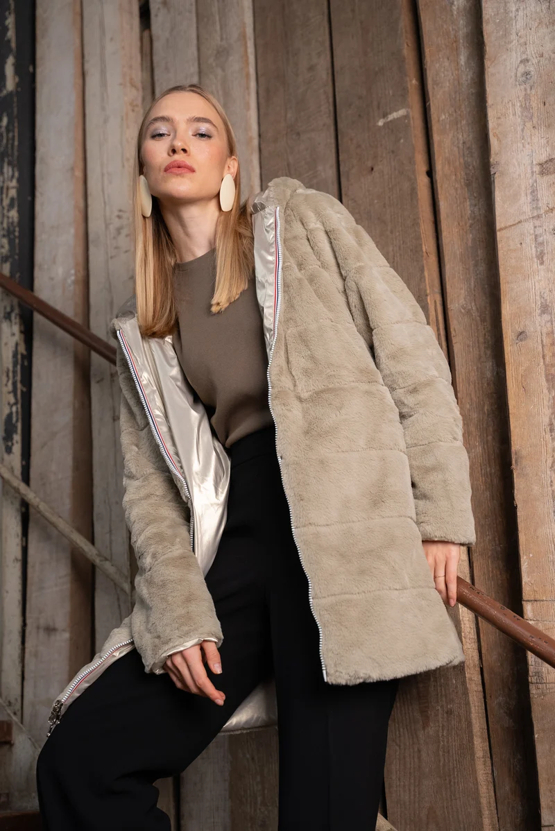 Imperméable fourré réversible long (matelassé)