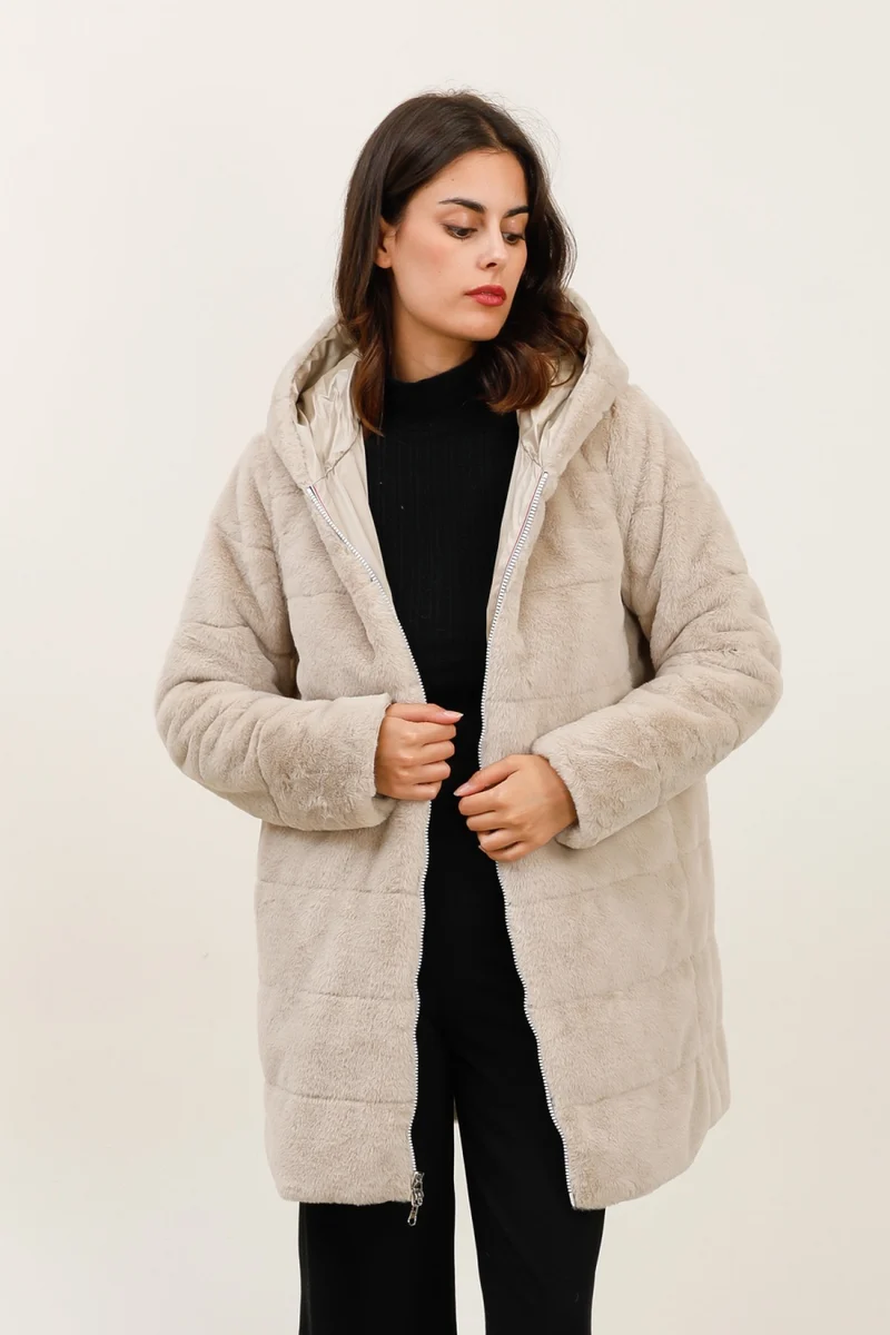 Imperméable fourré réversible long (matelassé)