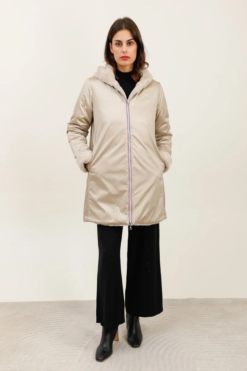 Imperméable fourré réversible long (matelassé)