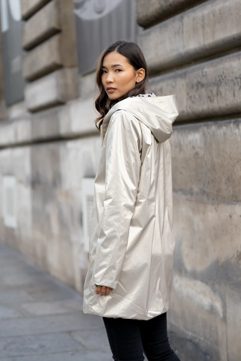 Imperméable réversible long mi-saison léopard