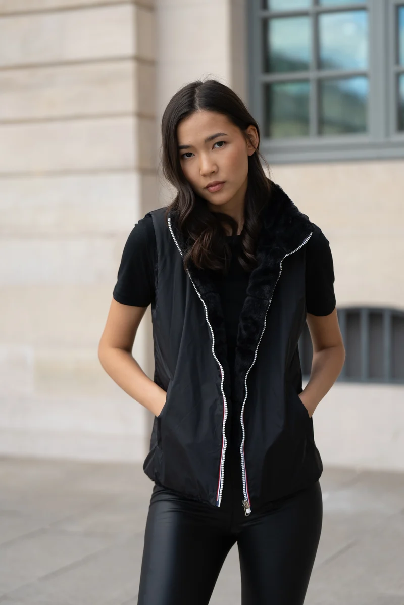 Gilet sans manches fourré réversible