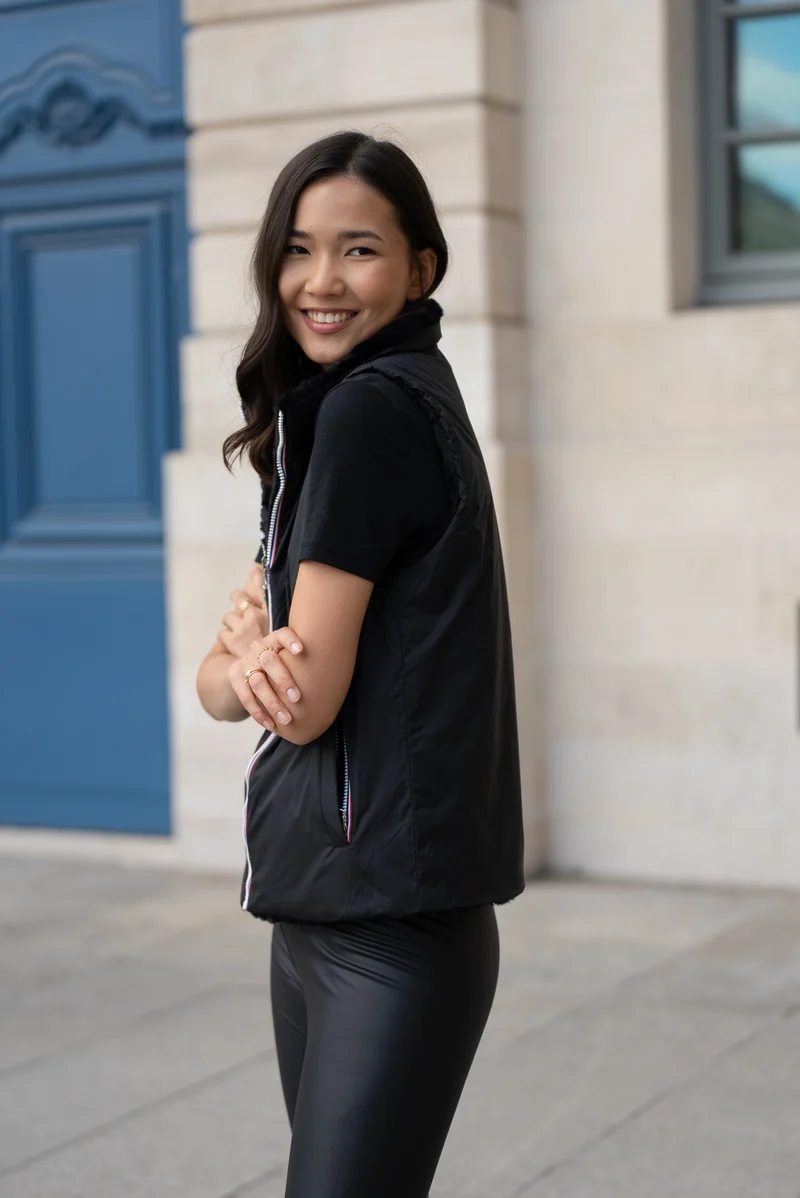 Gilet sans manches fourré réversible