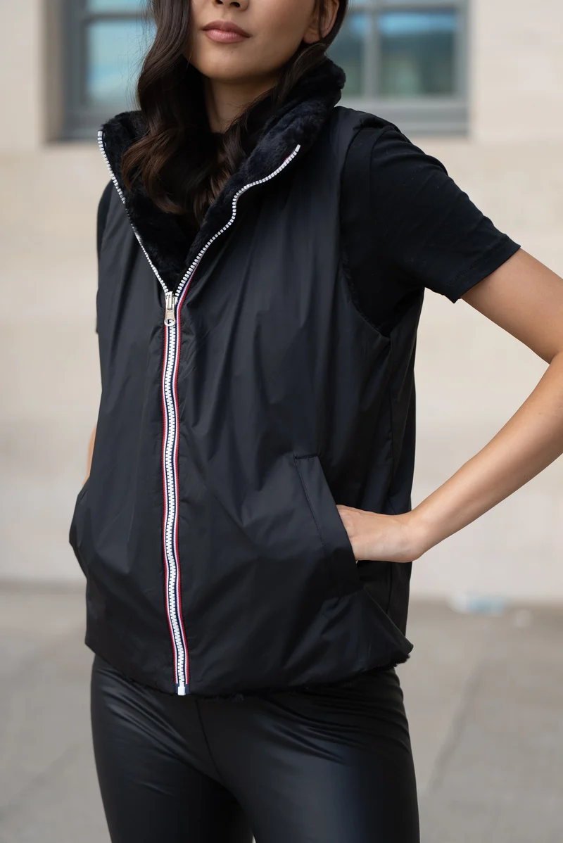 Gilet sans manches fourré réversible